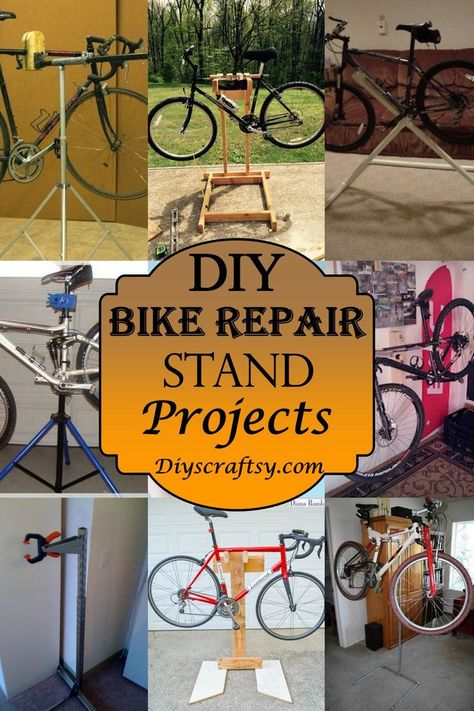 15 DIY Bike Repair Stand Projects For Bikers Diy Bike Repair Stand, Homemade Bike Stand, Bike Maintenance Stand, Bike Stand Diy, Bike Work Stand, Diy Car Projects, Diy Bike Rack, Bike Repair Stand, Bicycle Mechanics