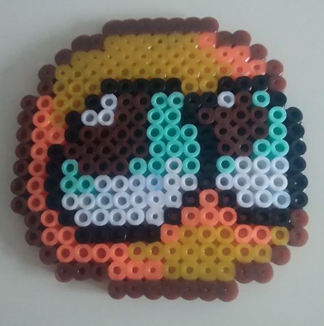 Small Kirby Perler Beads, Blue Perler Beads Ideas, Monster Energy Perler Beads, Weird Perler Beads, Glasses Perler Beads, Small Peeler Beads Idea, Perler Bead Patterns Templates, Drawing Ideas Easy Funny, Perler Bead Charms