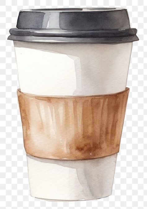 Watercolour Coffee Cup, Coffee Elements Illustrations, Paper Cup Drawing, Coffee Png Aesthetic, Paper Cup Art, Hot Coffee Aesthetic, Drawing Coffee Cup, Cup Of Coffee Illustration, Watercolor Coffee Cup