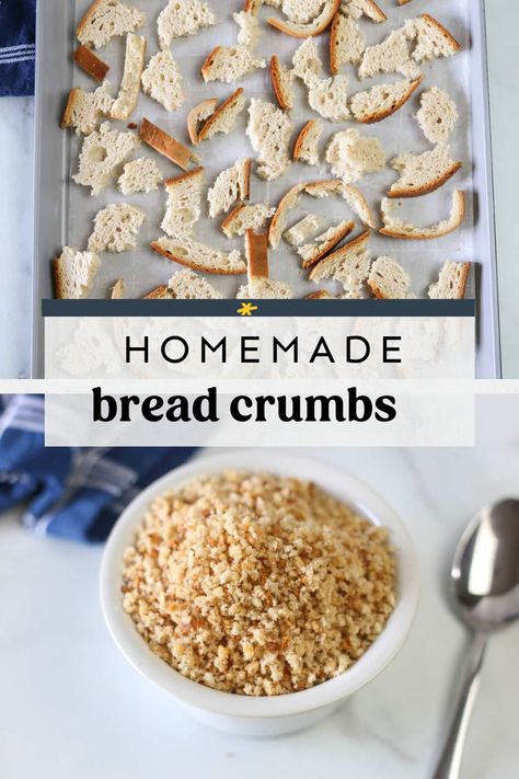 Homemade Bread Crumbs (Fast & Easy!) - Thriving Home Make Your Own Bread Crumbs, How To Make Homemade Bread Crumbs, Homemade Bread Crumbs Easy, Healthy Bread Crumbs, How To Make Your Own Bread Crumbs, How To Make Bread Crumbs Out Of Bread, How To Make Bread Crumbs At Home, Home Made Bread Crumbs Recipes, Homemade Panko Bread Crumbs