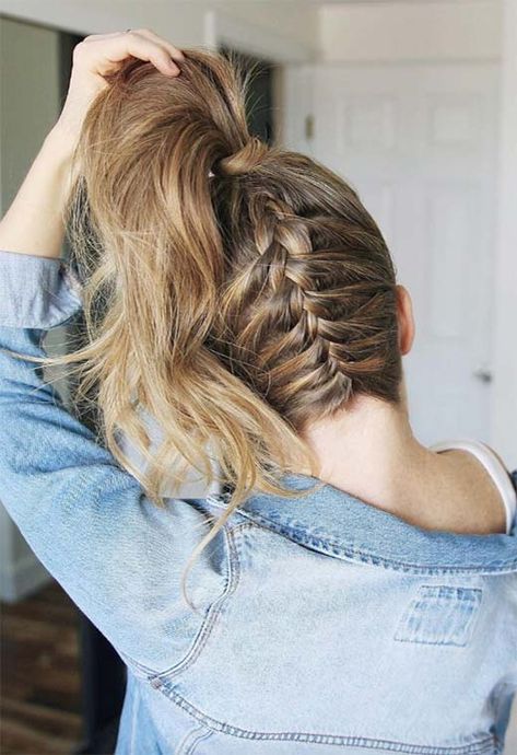 Long Hair Braids: Braided Hairstyles for Long Hair: French Braid Ponytail Braided Hairstyles For Long Hair, Upside Down Braid, Short Hair Ponytail, French Braid Ponytail, Pony Hairstyles, French Braid Hairstyles, Fishtail Braid, Micro Braids, Cool Braid Hairstyles