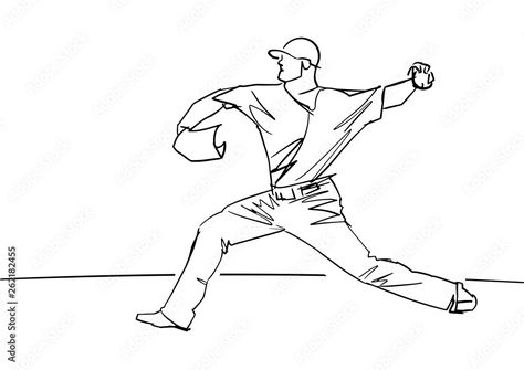 Throwing Pose Drawing, Throwing Pose, Pitcher Drawing, Ball Drawing, Baseball Pitching, Poses Drawing, Base Ball, Drawing Simple, Birthday List