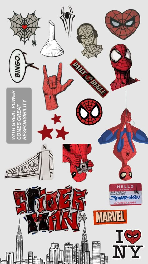 #spiderman #marvel #newyork #peterparker #milesmorales Spiderman Book, Spiderman Phone Case, Cottagecore Prints, Vintage Prints Art, Spiderman Stickers, Phone Cover Stickers, Marvel Stickers, Clothes Patches, Phone Case Diy Paint