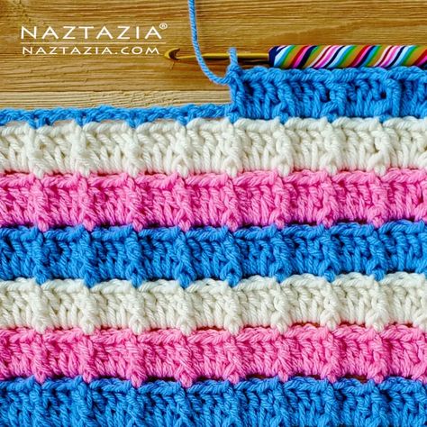 Crochet Textured Box Stitch - Naztazia ® Popcorn Stitch Crochet, Knitting Yarn Diy, Crochet Box Stitch, Crochet Stitches Symbols, Crockpot Express, Crochet Blanket Tutorial, Box Stitch, Crochet Ornament Patterns, Crochet Baby Blanket Free Pattern