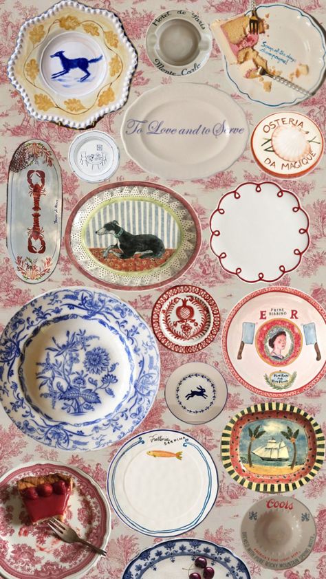 Plate Gallery Wall, Heritage Maximalism, Wall Plates Decor, Eclectic Plates, Plates Aesthetic, Eclectic Dishes, Be Your Own Muse, Plate Wall Decor, Apartment Stuff