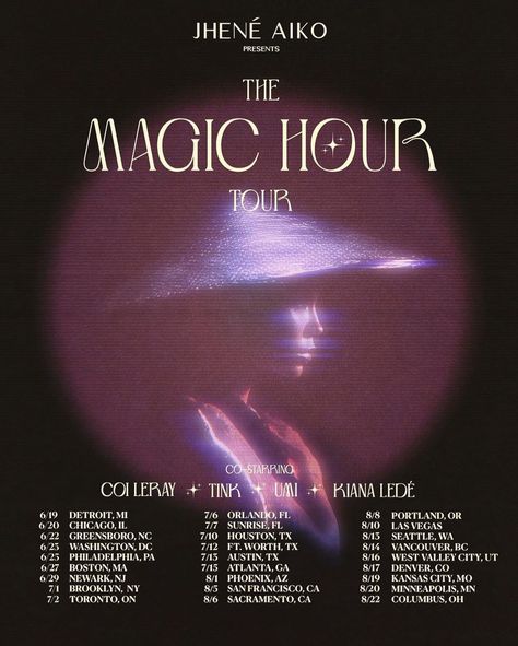 ✨the magic hour tour✨ presale is now live with password “magic” 💫 general tickets on sale Friday at 10am (local time) jheneaiko.com 💫… | Instagram Jhene Aiko Concert, We Outside, Kiana Lede, Aesthetic Kirby, Jhené Aiko, Printable Wall Collage, Computer Wallpaper Aesthetic, Coi Leray, Dorm Posters