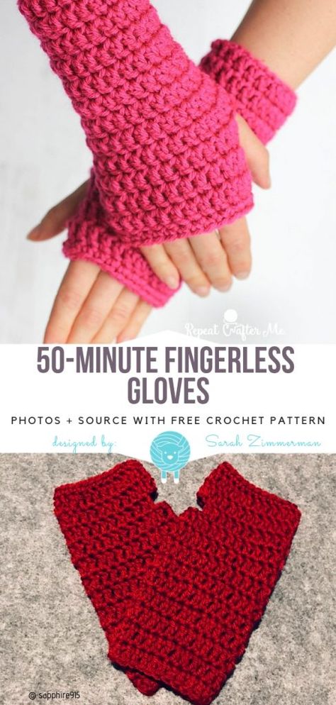 1 Hour Or Less Crochet Free Patterns Crocheted Fingerless Gloves, Crochet Fingerless Gloves Free Pattern, Eyes Crochet, Crochet Quotes, Crochet Hand Warmers, Crochet Wrist Warmers, Crochet Free Patterns, Fingerless Gloves Crochet Pattern, Glove Pattern