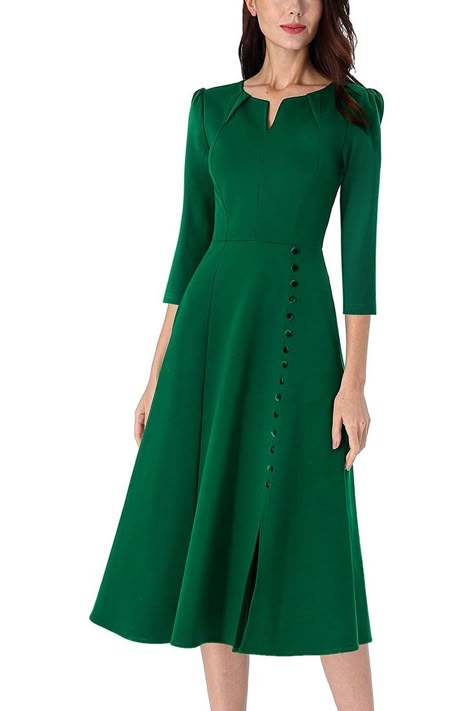 VFSHOW Pleated Pockets Buttons Business Bodycon Dress Formal Classy, Women Work Dresses, Winter One Piece, Silk Bodycon Dress, Women Office Outfits, Midi Outfits, Office Attire Women, Pleated Neck, Kate Middleton Dress