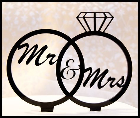 Wedding Cake Topper Mr and Mrs in Wedding by CakeTopperConnection, $15.95 Diamond Wedding Cakes, Ring Cake Topper, Mr And Mrs Wedding Cake, Wedding Ring Clipart, Mr Mrs Cake Toppers, Silhouette Cake Topper, Wedding Scrapbooking Layouts, Scrapbook Overlay, Ring Cake