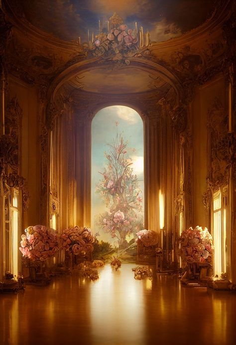 Fantasy Castle Ballroom, Magical Kingdom Aesthetic, Throne Room Aesthetic, Throne Room Fantasy Art, Cloak And Dagger Art, Seventh Heaven, Angel Wall Art, Fairytale House, Photoshop Digital Background