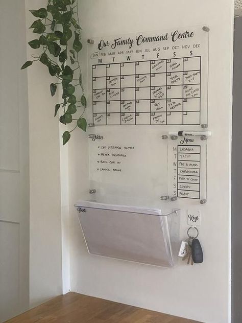 Wall Organization System, Acrylic Wall Calendar, Home Command Center, Family Command Center, Menu Plan, Acrylic Board, Family Organizer, Command Center, Home Organization Hacks