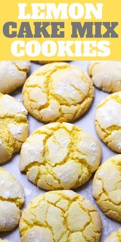 Cake Mix Lemon Cookies, Snickerdoodle Cookies Recipe Easy, Easy Lemon Cake, Lemon Cake Mix Cookies, Lemon Cake Easy, Cake Mix Cookie, Lemon Cookies Recipes, Gooey Cookies, Lemon Cake Mixes