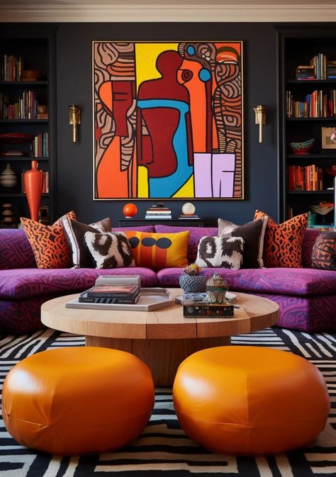 Curating Captivating Spaces: The Art of Bold, Layered Design — Living Bright Interiors Bright Interior Design, Zebra Print Rug, Bold Interior, Bold Interior Design, Bold Living Room, Sculptural Furniture, Bold Artwork, Statement Furniture, Teal Walls