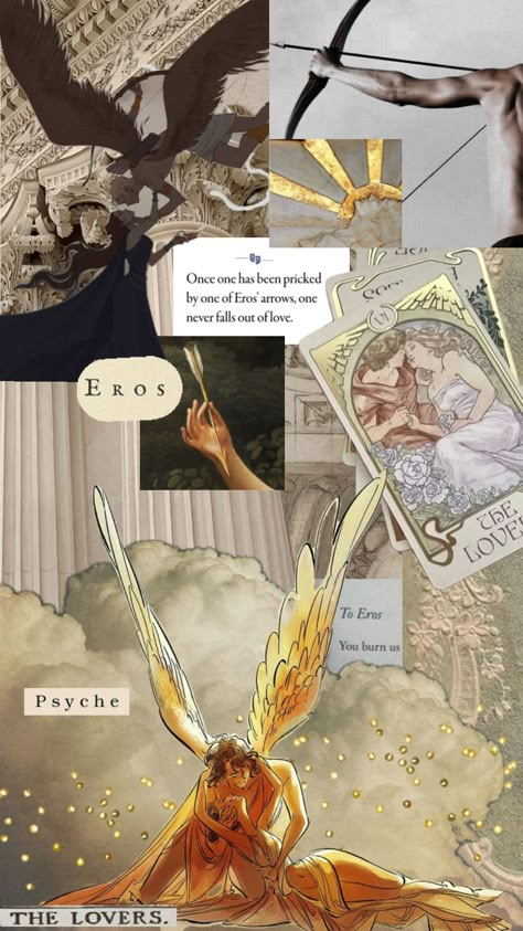 Eros and Psyche - one of the best romances of Greek Mythology. Happy Valentine’s Day! #cupid #valentines #valentinesday #valentine #greekmythology #greek #gold #celestial #aestehthic #clouds #beige Eros And Psyche Art, Eros X Psyche, Electric Idol, Psyche Goddess, Art Deco Celestial, Psyche Art, Greek Mythology Stories, Eros Psyche, Greek Aesthetic