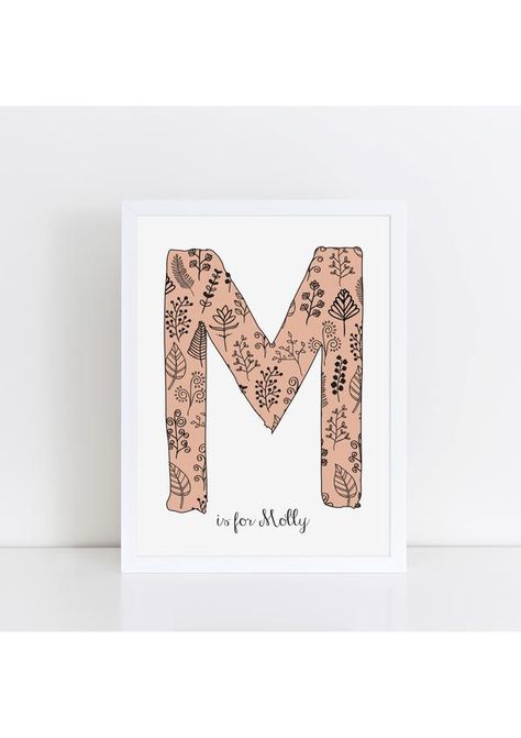 Posters, prints and paper goods for you and your little ones Diy Letter Decor Initials, Baby Nursery Artwork, Picture Wreath, Initial Art, Watercolor Printable Art, Nursery Decor Inspiration, Wooden Wall Hooks, Nursery Artwork, Peach Colour