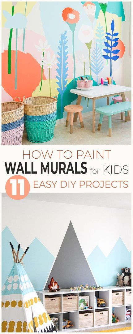 Penelope Bedroom, Diy Mural Painting, Wall Murals For Kids, Wall Murals Painted Diy, Playroom Mural, Mountains Flowers, Mural Inspiration, Diy Playroom, Wall Murals Diy