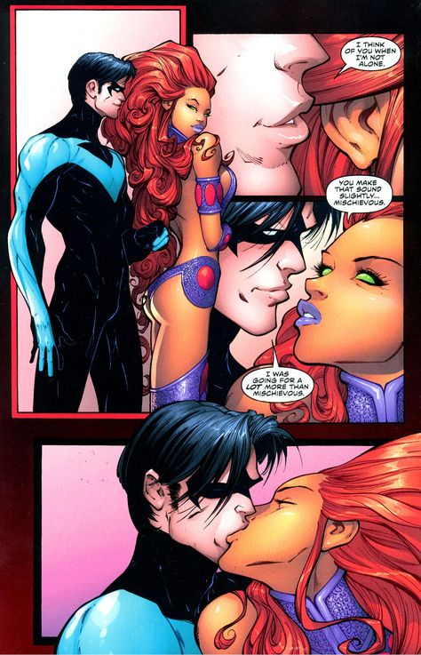 Starfire Dc Aesthetic, Starfire And Nightwing Comics, Nightwing X Starfire Comics, Injustice Starfire, Starfire And Jason, Starfire And Nightwing Matching Pfp, Blackfire Comics, Nightwing And Starfire Fanart, Night Wing And Starfire