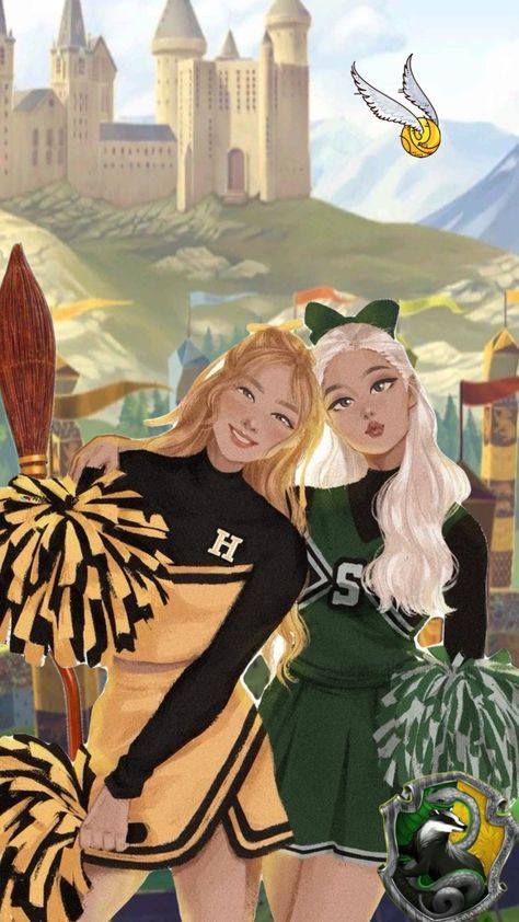 #besties #hufflepuff #slytherin #quidditch #hogwarts #harrypotter #summer Slytherpuff Fanart, Slytherin X Hufflepuff Fanart, Quidditch Hufflepuff, Quidditch Aesthetic, Slytherin Quidditch, Hufflepuff Slytherin, Slytherin And Hufflepuff, Hufflepuff Aesthetic, Harry Potter Girl