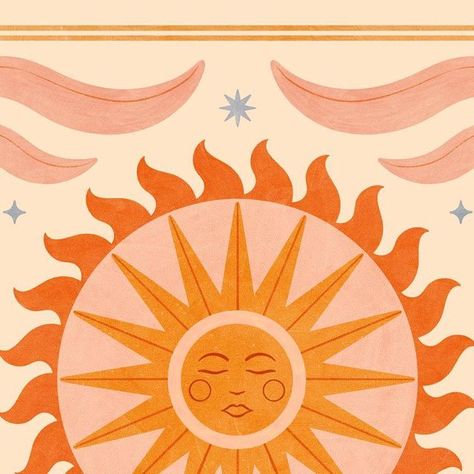 Sun Illustration Art, Spa Mural, Tame Impala Songs, Sun Symbolism, Inspo Background, Argentina Tattoo, Bohemian Illustration, Summer Equinox, Here's To The Fools Who Dream