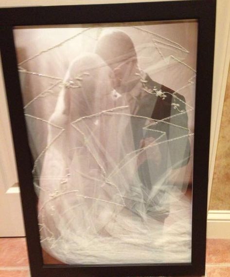 Wedding Veil Pictures, Veil Pictures, After Wedding Ideas, Wedding Dress Keepsake, Diy Wedding Veil, Dress Preservation, Wedding Dress Preservation, Wedding Shadow Box, Keepsake Ideas