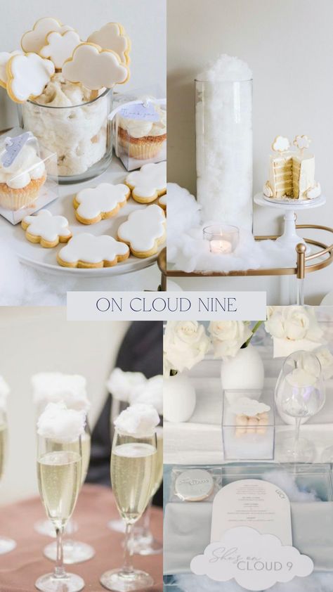 Cloud Nine Theme, Cloud Baby Shower Theme, Bridal Shower Themes, Engagement Party Themes, Gross Things, Cloud Party, Bridal Shower Inspo, Baby Shower Theme Decorations, Moon Baby Shower