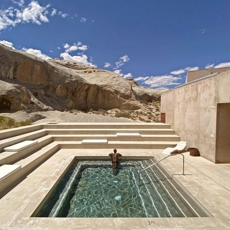 Amangiri on Instagram: “Amangiri's 25,000-square-foot Spa with its water pavilion, sauna, steam room and cold plunge is the perfect antidote to those aching…” Middle Eastern Courtyard, Amangiri Resort Utah, Amangiri Utah, Summer Alone, Cave Restaurant, Water Pavilion, Amangiri Resort, Serenity Now, Chill Photos