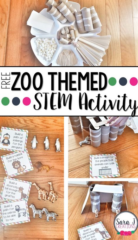 Free STEM challenges with a zoo theme. Fun for preschool or elementary aged kids. Zoo Preschool, Kindergarten Stem, Zoo Activities, Dear Zoo, Steam Ideas, Preschool Stem, Zoo Theme, Stem Ideas, Stem Challenge