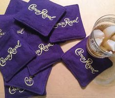 Crown Royal Bags Ideas, Crown Royal Diy, Crown Royal Crafts, Crown Royal Quilts, Crown Royal Drinks, Crown Royal Quilt, Crown Royal Bottle, Make Coasters, Crown Bottle