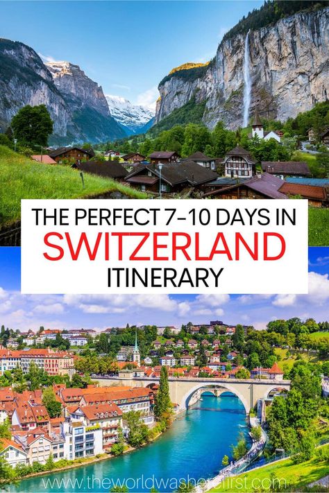 This Switzerland itinerary will help you map out how to spend 7 to 10 days exploring this gorgeous European nation! Switzerland Travel Itinerary, Switzerland Summer, Switzerland Travel Guide, Switzerland Itinerary, Switzerland Vacation, Swiss Travel, Visit Switzerland, Vacation Itinerary, Interlaken