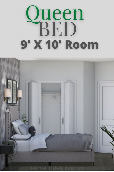 Room With Futon Ideas, Small Room Queen Bed, Room With Futon, Small Bedroom Bed, Unique Small House Plans, Small Room Layouts, Angled Wall, Small Guest Rooms, Small Guest Room