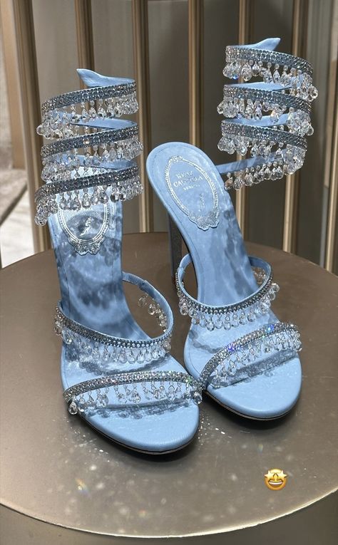 Rene Caovilla Heels Blue, Renee Caovilla Heels, Renee Caovilla, Pretty Heels, Pleaser Heels, Heels Aesthetic, Cute Shoes Heels, Shoes Heels Classy, Heels Classy