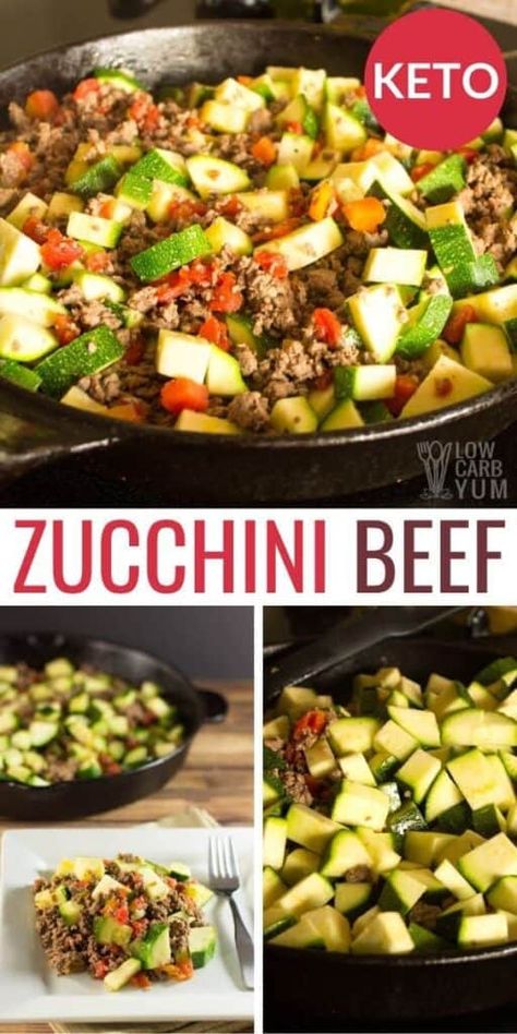 Zucchini Beef Skillet, Keto One Pot Meals, Zucchini Beef, Mexican Zucchini, Beef Skillet, Ground Beef Recipe, Resep Diet, Beef Recipe, Low Carb Dinner Recipes