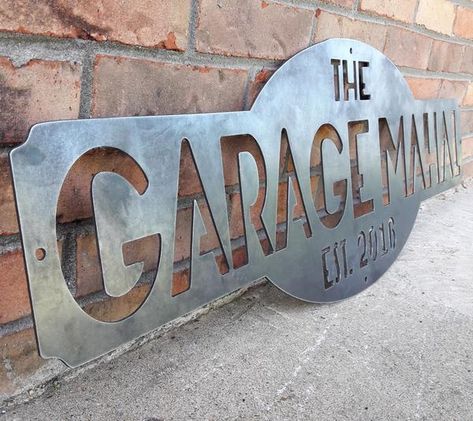 Maker Table, Pizza Sign, Woodworking Shop Plans, Woodworking Shop Layout, Man Cave Wall Art, Metal Garages, Man Cave Wall, Personalized Metal Signs, Custom Garages