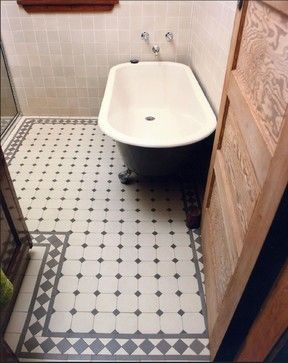 Victorian Homes Interior Bathroom, Vintage Bathroom Floor, Victorian Bathroom Tiles, Old Victorian Homes Interior, Bathroom Victorian, Octagon Tile, Vintage Bathroom Tile, Victorian Tile, Victorian Floor Tiles