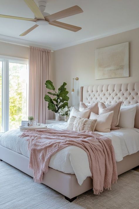 42+ Bedroom Color Scheme Ideas to Refresh Your Sanctuary - Blushiee Cozy Bedroom Neutral, Bedroom Color Scheme Ideas, Light Pink Bedrooms, Modern Cozy Bedroom, Bedroom Neutral, Cabin Vibes, Color Scheme Ideas, Feminine Bedroom, Pink Bedroom Decor