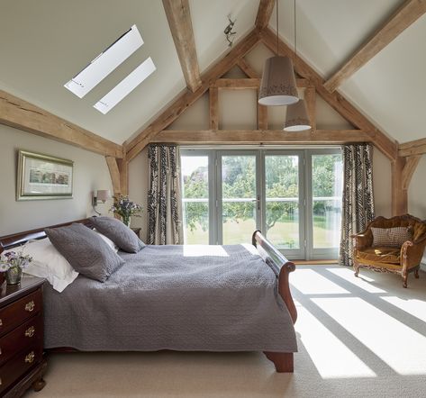 Barn Conversion Interiors, Barn Bedrooms, Cottage Extension, Border Oak, Design Ložnic, Oak Frame House, Barn Interior, Elegant Interior Design, Loft Room