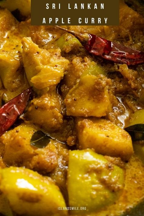 Apple curry(vegetarian, vegan). | ISLAND SMILE Apple Curry, Coriander Recipes, Tamil Food, Curry Vegetarian, Jackfruit Curry, Coco Puffs, Apple Day, Indonesian Desserts, Sri Lankan Food