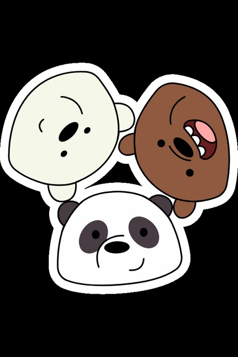 Cartoon sticker with the main characters of the We Bare Bears - Grizzly, Panda, and Ice Bear, who gathered to look at you.. Panda We Bare Bears Cute, 3 Characters Cartoon, We Bear Bears Stickers, We Bear Bears Wallpapers, Ice Doodle, We Be Bears, We Bare Bears Stickers, The Bare Bears, Bear Bare