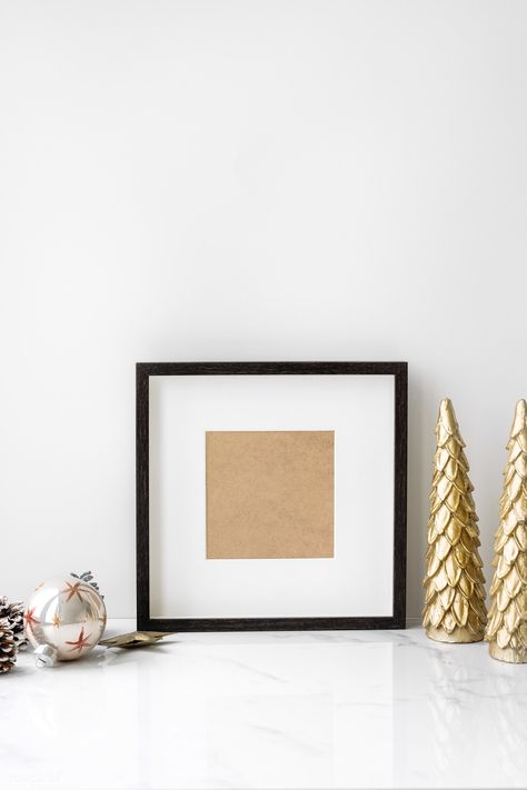 Golden Christmas Tree, Empty Frame, Post Frame, Frame Christmas, Christmas Mockup, Golden Christmas, Diy Photo Frames, Mockup Frame, Empty Frames