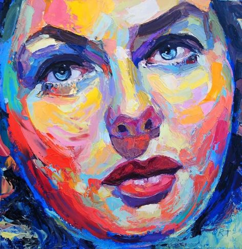 Original Art Oil Painting, measuring: 50W x 50H x 5D cm, by: Andrea Ortuno (Italy). Styles: Portraiture, Pop Art, Expressionism. Subject: Portrait. Keywords: Violet, Face, Value, Portrait, Intense, Red, Rose. This Oil Painting is one of a kind and once sold will no longer be available to purchase. Buy art at Saatchi Art.#portraitart #painting #blackandwhite #portraiture #artisticportraits Portrait Art Colorful, Primary Color Portraits, Colorful Portraits Paintings, Abstract Color Portrait, Colourful Face Painting, Colourful Portraits Painting, Color Portrait Painting, Oil Pastel Face, Fauvism Portrait