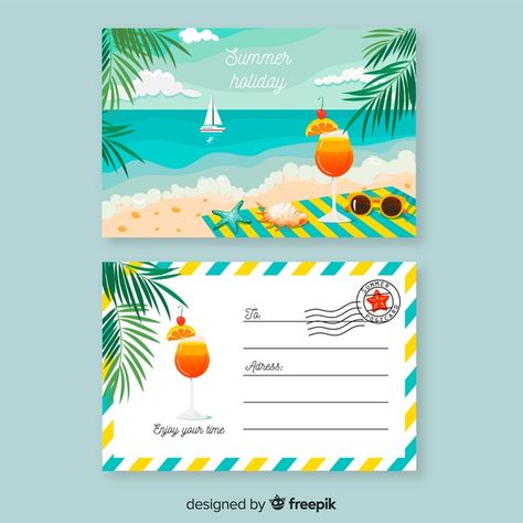 Post Card Design Aesthetic, Post Card Design Creative, Postcard Design Ideas, Postcard Design Inspiration, Post Card Design, Postcard Layout, Summer Template, Postcard Ideas, Chanthaburi