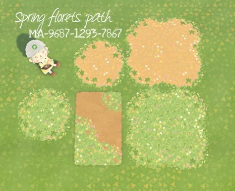 Acnh Springcore, Grass Path, Acnh Spring, Animal Crossing Paths, Acnh Path, Animal Crossing Design Codes, Motif Acnl, Pink Island, Acnh Cottagecore