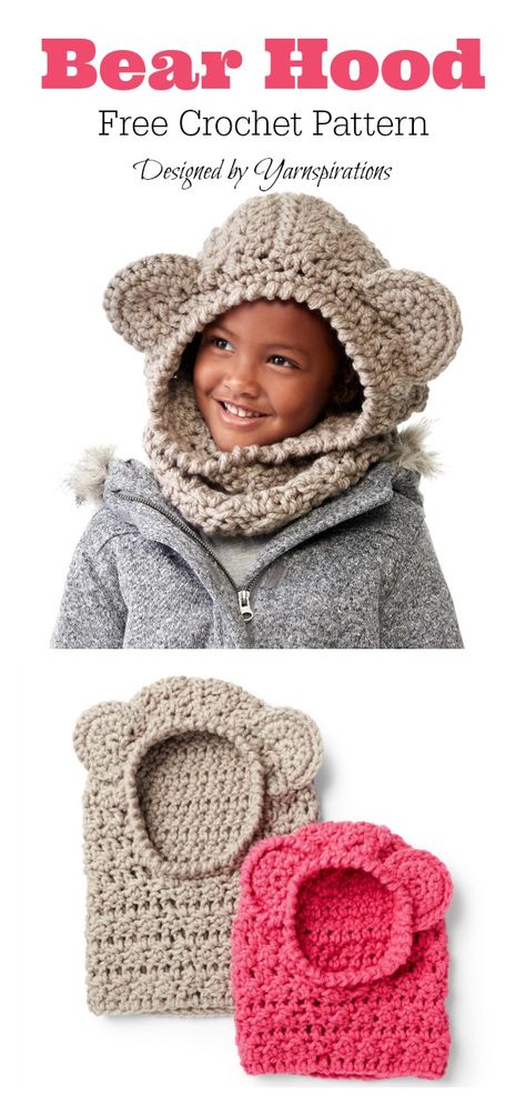 Kids Hooded Cowl Free Crochet Pattern Crochet Hood, Hooded Cowl, Crochet Cowl Pattern, Crocheted Hat, Mini Crochet, Crochet Mittens, Crochet Animal, Animal Hats, Mittens Pattern