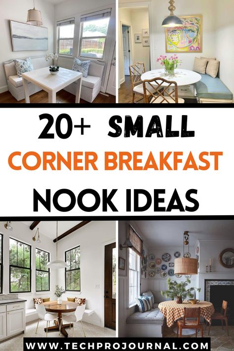 Looking to add cozy charm? Small corner breakfast nook ideas make a perfect spot for intimate meals in any small kitchen. These small corner breakfast nook ideas will help you create a welcoming, space-saving nook that fits perfectly in a corner! Kitchen Corner Sofa Ideas, Narrow Eat In Kitchen Ideas, Sofa Breakfast Nook, Bench Seating Small Kitchen, Kitchen Alcove Seating, Diy Booth Table Kitchen, Kitchen Corner Bench And Table, Dining Booths In Homes Corner, Small Corner Table Kitchen