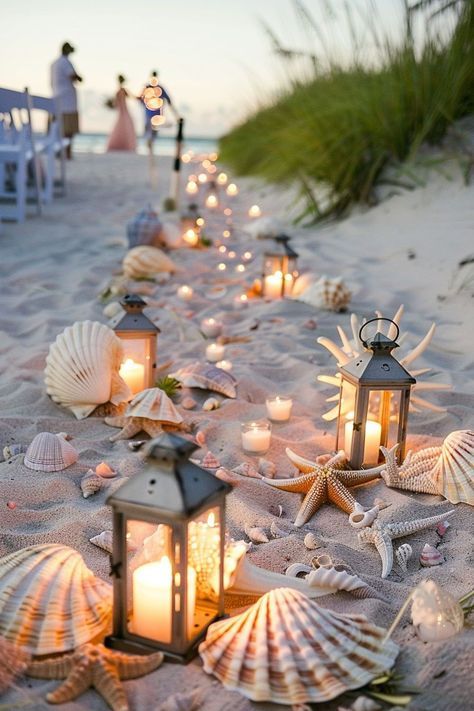 Boho Beach Decoration, Summer Beach Decorations, Simple Beach Table Decor, Wedding Reception Beach Theme, Wedding Beach Ceremony Decorations, Wedding Ideas At The Beach, Bohemian Beach Wedding Decorations, Beach Wedding Aisle Runner, Wedding Beach Ideas Decoration