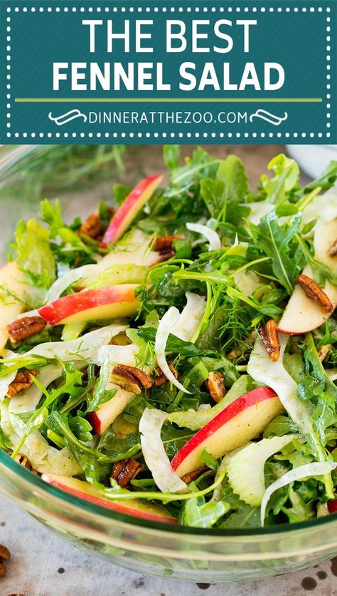 Salad With Apples And Pecans, Fennel And Apple Salad, Salad With Apples, Fennel Recipes, Fennel Salad, Apple Salad, Grilled Chicken Salad, Best Salad, Easy Salad