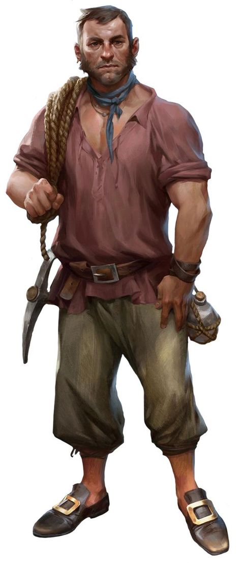 Peasant Fantasy Art, Dnd Peasant, Peasant Character Design, D&d Npc, Fantasy Peasant, Dnd Npc Art, Npc Dnd, Peasant Art, Fantasy Adventurer