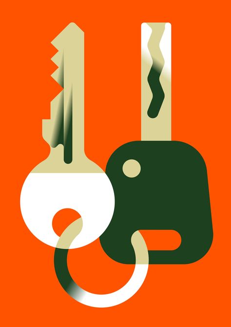 Vector illustration of two keys. Orange and green tones. 2 Tone Illustration, Green And Orange Graphic Design, Single Color Illustration, Two Tone Illustration, Key Illustration Graphic Design, Key Graphic Design, Keys Illustration, Orange Graphic Design, Transition Design