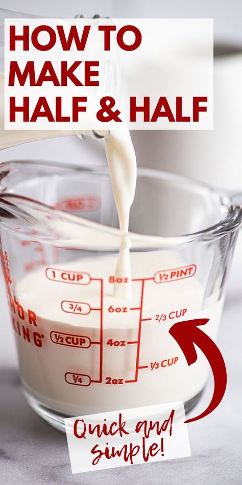 Half And Half Substitute, Heavy Cream Recipes, Baking Conversion Chart, Milk Substitute, Baking Conversions, Half And Half Recipes, Baking Secrets, Cooking Substitutions, Homemade Pantry