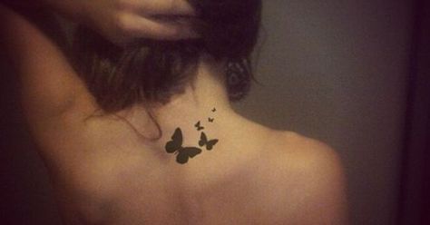 1000+ ideas about Small Butterfly Tattoo on Pinterest | Butterfly ... Butterfly Neck Tattoo, Black Butterfly Tattoo, Tattoo Son, Tattoos On Back, Girl Neck Tattoos, Butterfly Back Tattoo, Cross Tattoos For Women, Small Butterfly Tattoo, Back Of Neck Tattoo